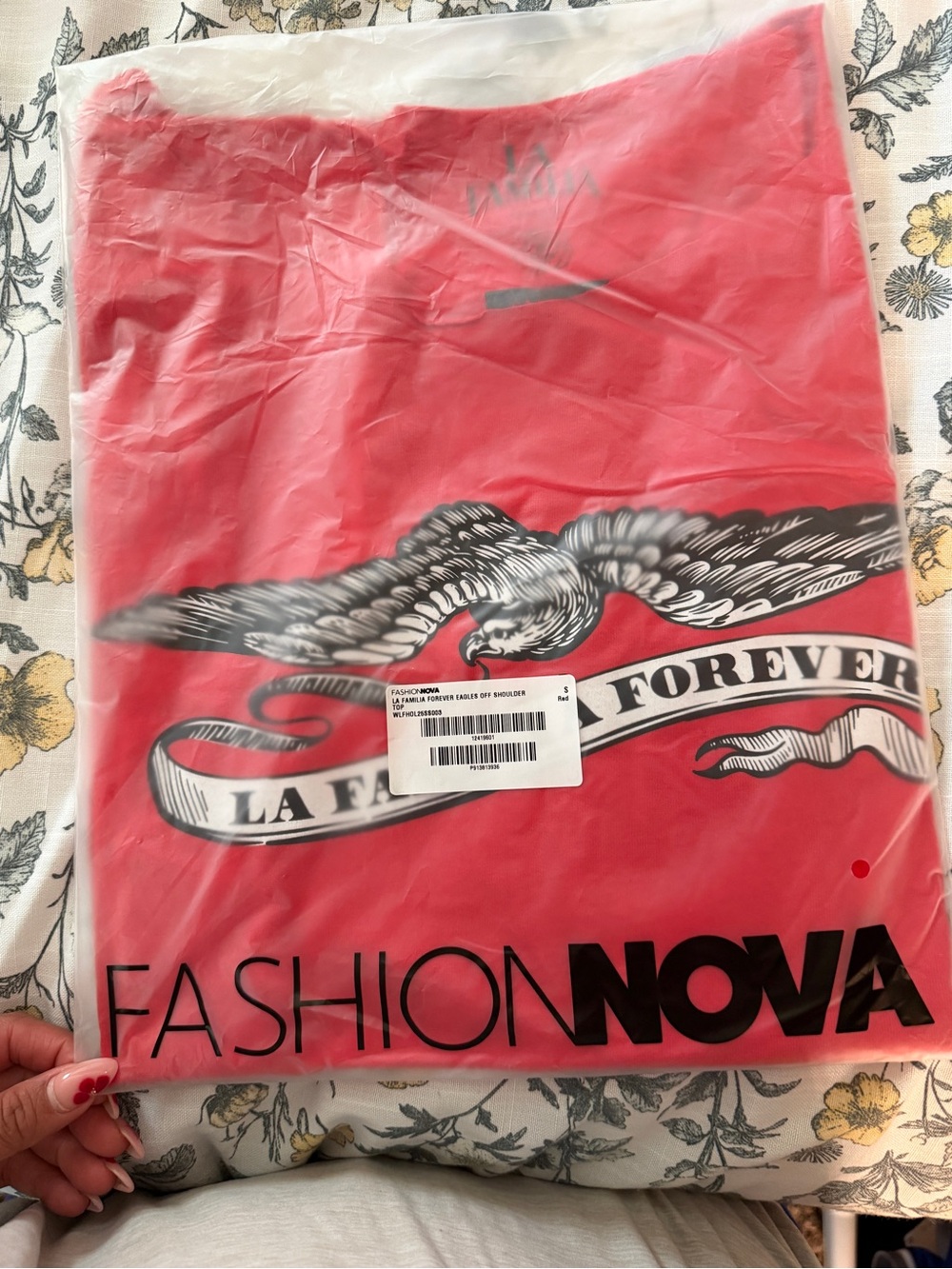 Fashion Nova Red Graphic Eagle Logo Tee